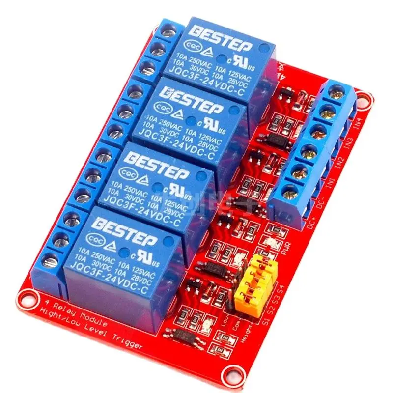 4-полосный электромагнитный релейный модуль, высокоуровневый и низкоуровневый триггер, модуль платы управления PLC привода 5 в 12 В 24 В 4-полосный электромагнитный релейный модуль, высокоуровневый и низкоуровневый триггер, модуль платы управления PLC привода 5 в 12 В 24 В
