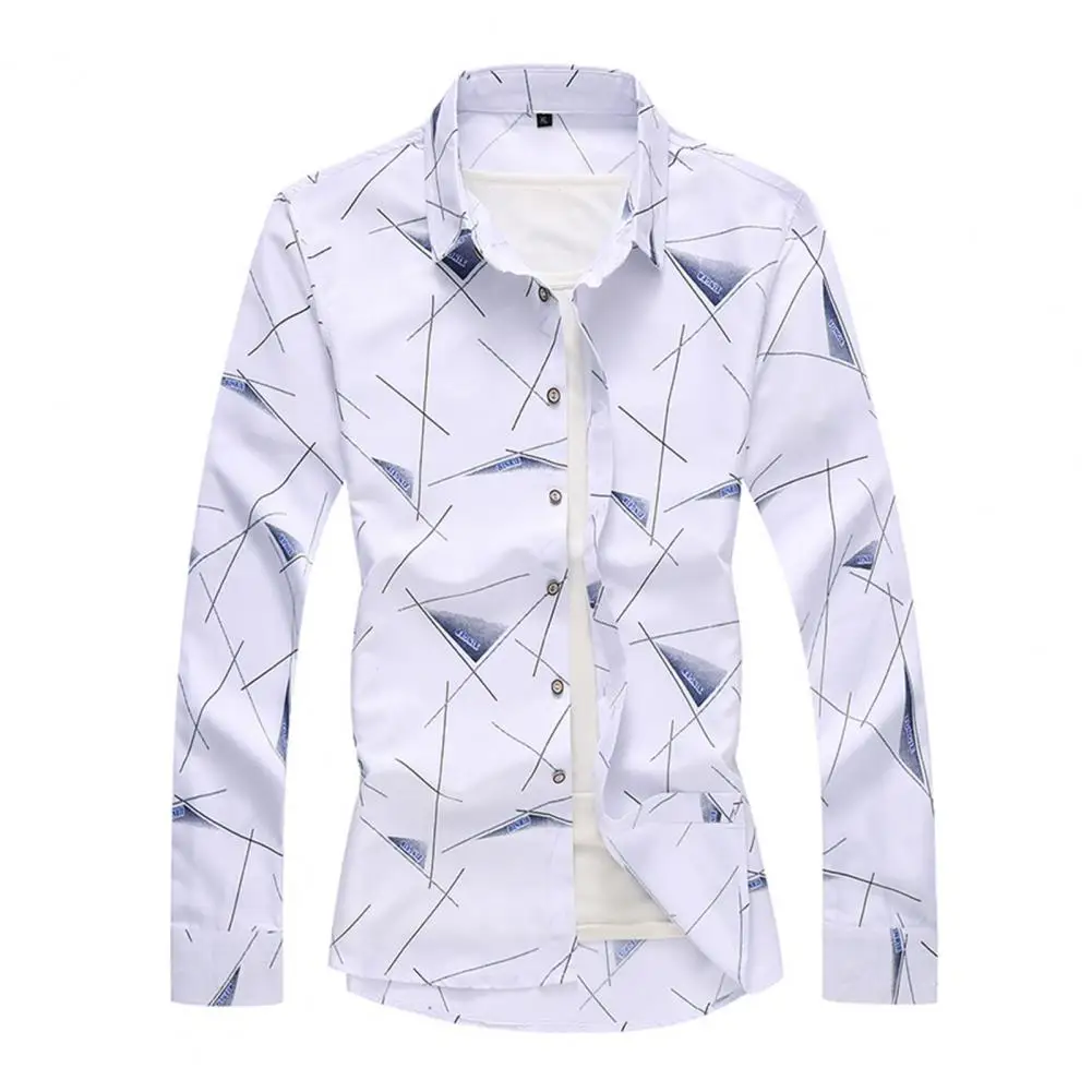 

Long Sleeves Wear-resistant Buttons Contrast Color Men Shirt Daily Clothes