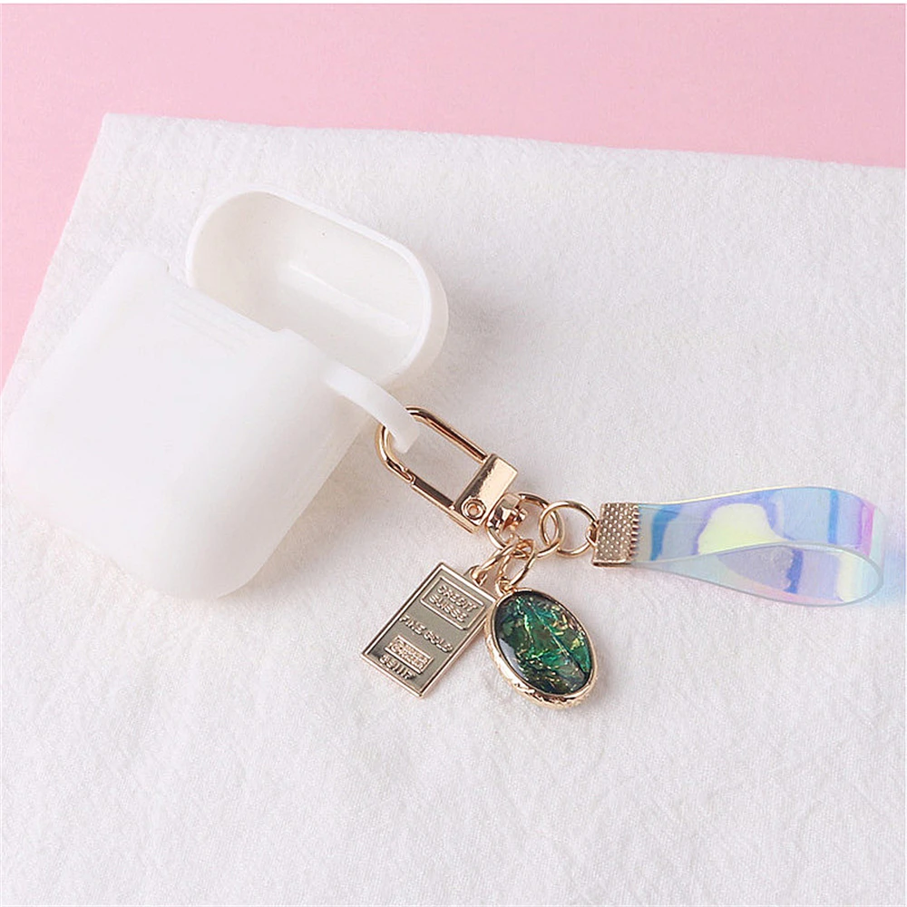 1pc Exquisite Magic Color Leather Cord Keychain Retro Pink Gem Pendant With Key Ring Ladies Handbag Phone Ornaments Accessories