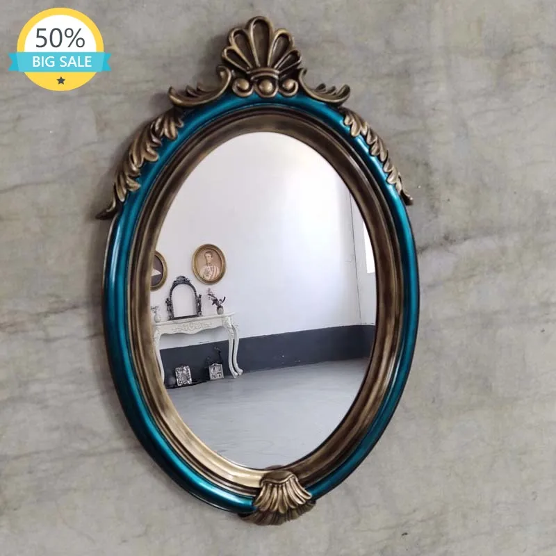 

Wall Mirror Art Decorative Frame Vintage Living Room Decoration Makeup Aesthetic Retro Nordic Shower Mirror Art Lustro Decor