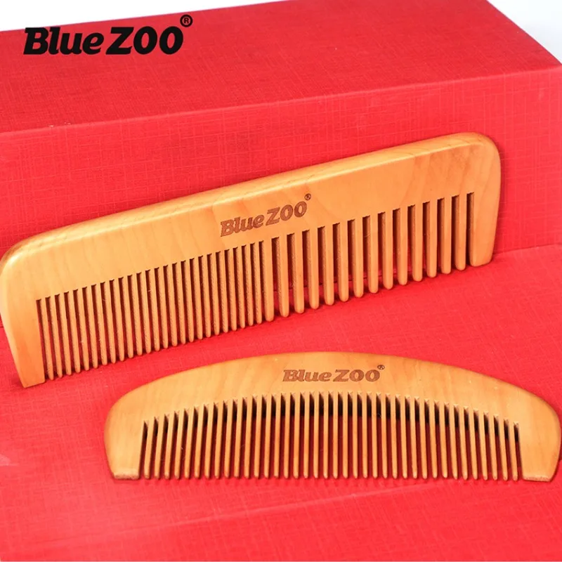 

BlueZOO Native Pear Wood Color Antistatic Beauty Hair Hair, Hu Zi Wood Comb, Straight Handle, No Handle Crescent Style, 2 Option
