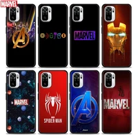phone case for redmi note 10 11 11s 11e 7 8 8t 9 9s 9t pro plus 4g 5g soft silicone case cover assemble logo of the marvel
