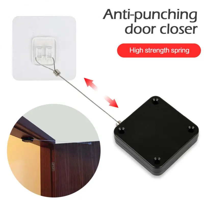 

Door Stopper Pull Automatic Door Closer Punch-free Adjustable Closing Sliding Door Surface Bracket Door Home Closers No Punching