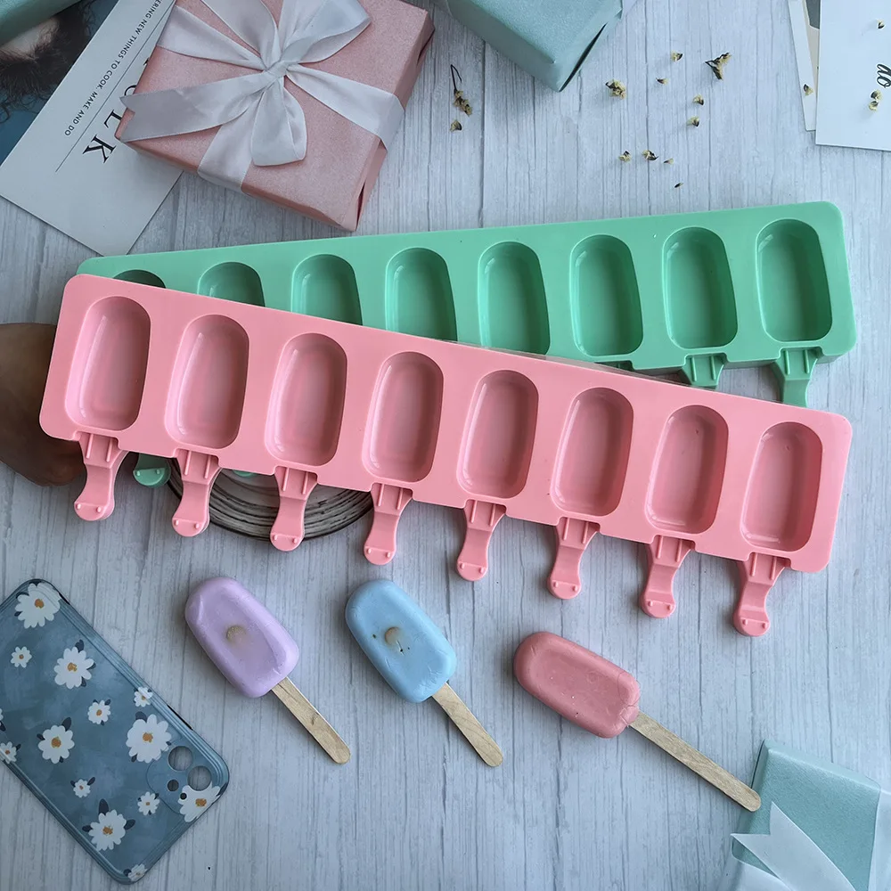 Ice Cream Mold Silicone Mold Oval Summer Ice Cube Making Machine Cakesicle Mold Popsicle Mould Ice Cream Makers