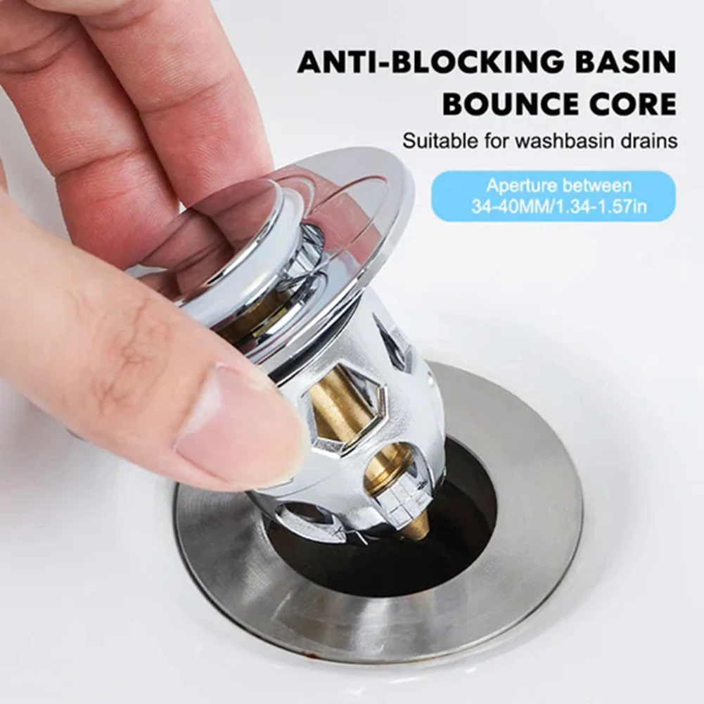

Bathroom Stainless Steel Pop-Up Bounce Core Basin Drain Filter Hair Catcher Shower Sink Strainer Bath Stopper Drain Kitchen Tool