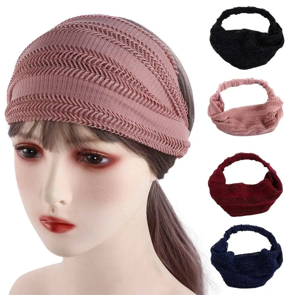 

Повязка на голову женская однотонная, Модный мягкий аксессуар для волос в стиле ретро, элегантная винтажная сетчатая элегантная, на лето