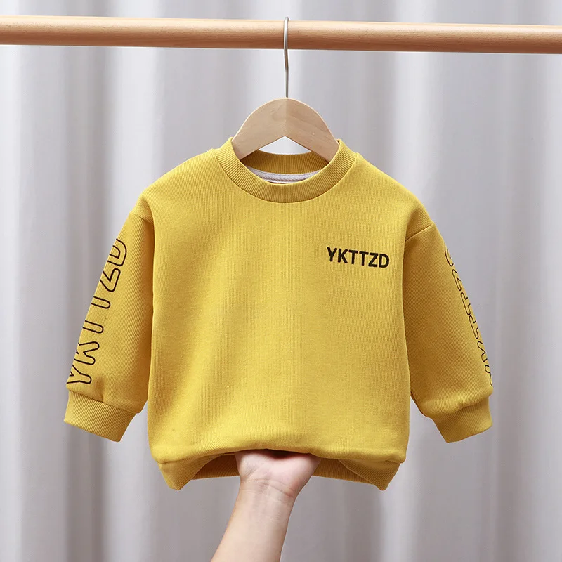 1 2 3 4 5 Years Old Children's Sweater Autumn Clothing Pure Color Letter Kids Sweatshirt Fashion New Long Sleeve Loose Tops