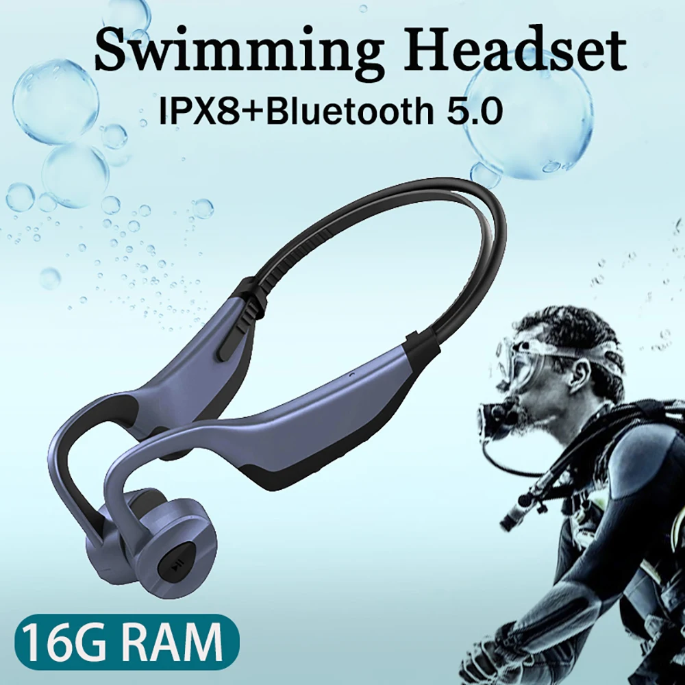 

Настоящие наушники костной проводимости IPX8 беспроводные наушники Bluetooth 5,0 для плавания 16 ГБ MP3 музыкальный плеер