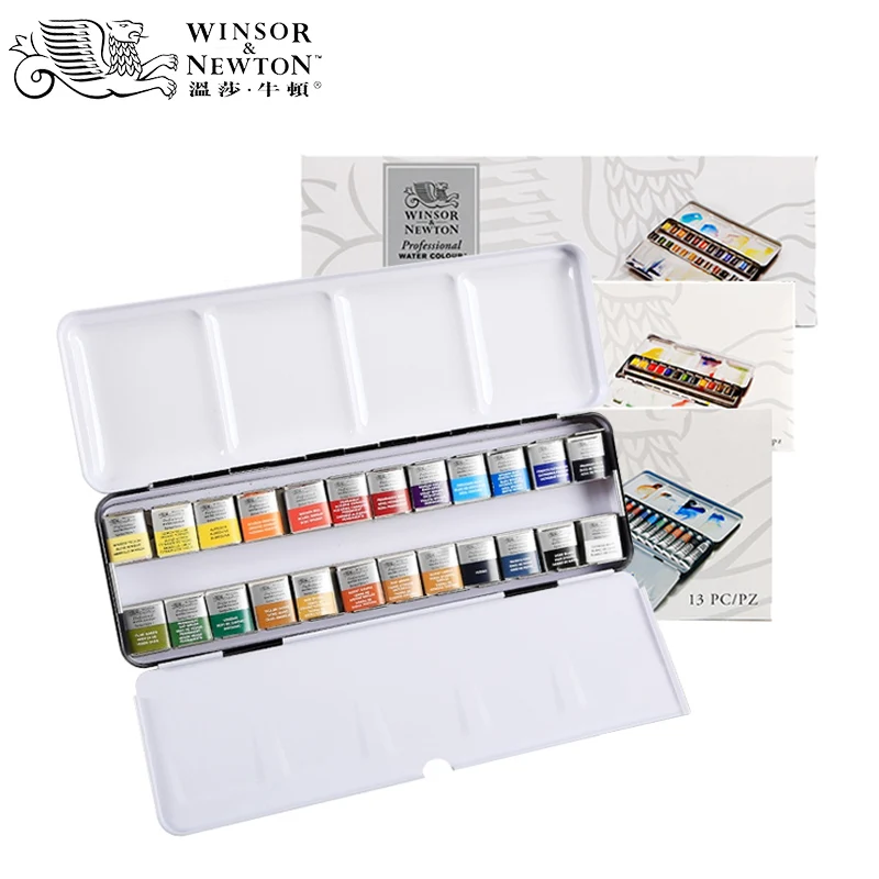 

Newton Box Solid Watercolor Cotman 12/24 Winsor Box Supplies Artist Set Iron Pigment 1 Art Professional Paint Colors