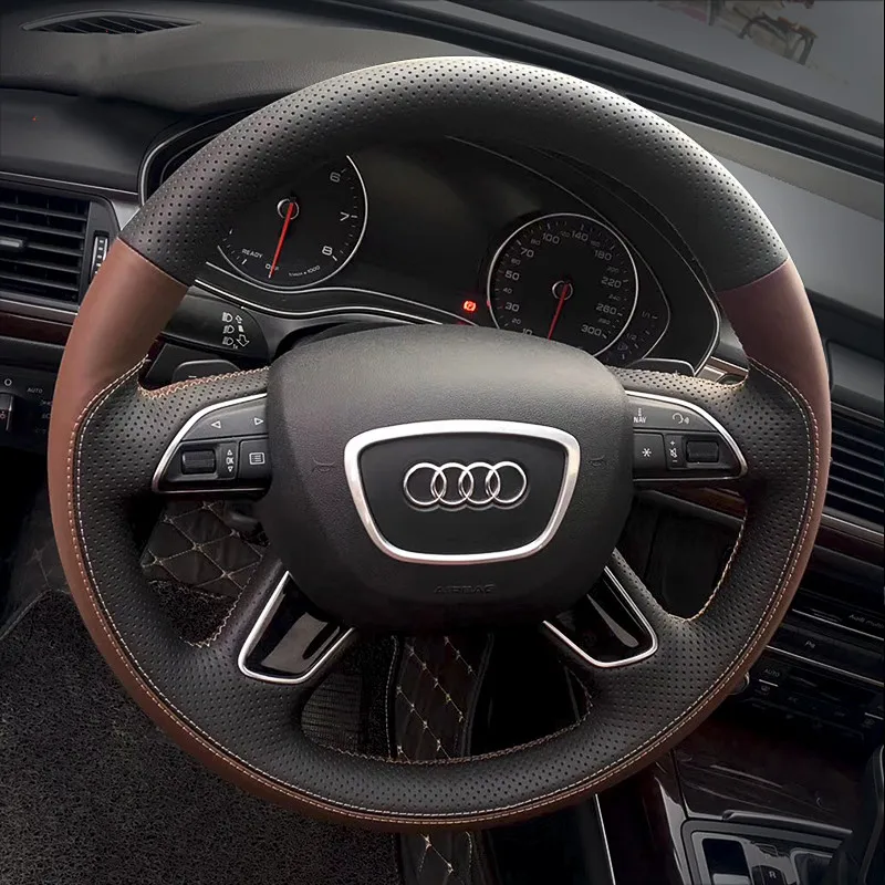 

DIY Hand-Stitched Suede Leather Car Steering Wheel Cover for Audi A6L Q5 A7 Q2L A4L A3 A8L A1 A5 Q3 Interior Auto Accessories
