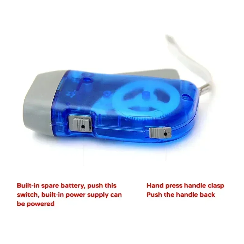 3светодиодный Динамо Заводной фонарик с ручным нажатием Кривошип NR без