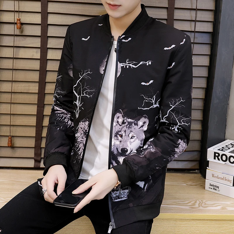 

Новинка весна-лето 2022, тонкая мужская куртка с 3D-принтом, модная куртка с Бейсбольным воротником