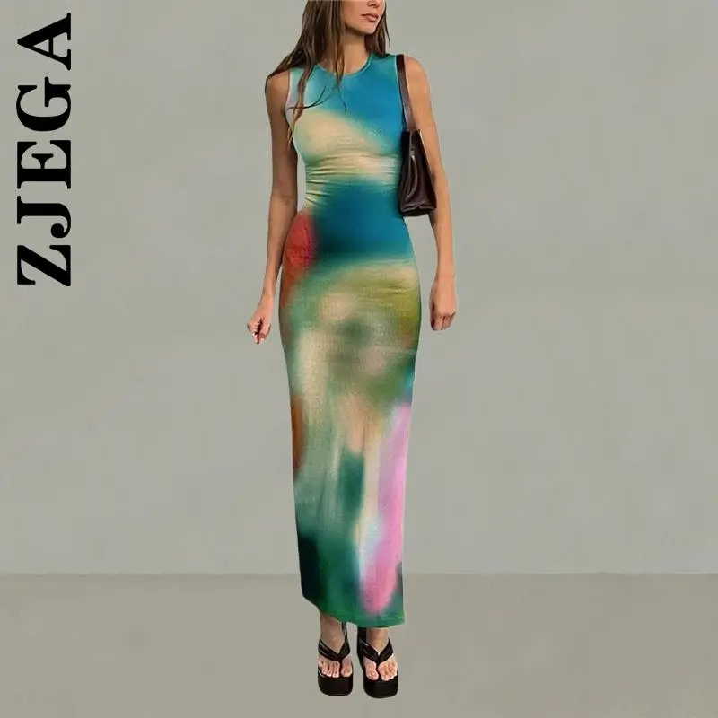 Модное женское Клубное платье Zjega без рукавов с открытой спиной Макси-Платье