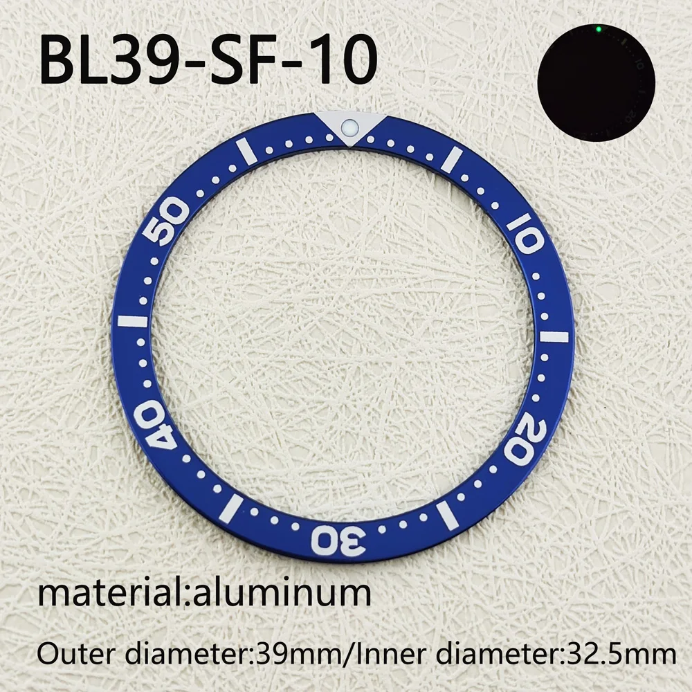 39mm Watch Bezel Inner Diameter 32.5mm Insert  Flat aluminum Bezel SKX007 SKX009 SRPD Watch Case Luminous celebrity watch access