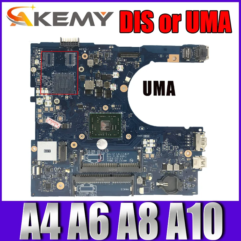

FOR dell INSPIRON 5555 5455 5755 Laptop Motherboard AAL12 LA-C142P CN-09J3FV 0799KM Mainboard w/ A4 A6 A8 A10 cpu DIS or UMA