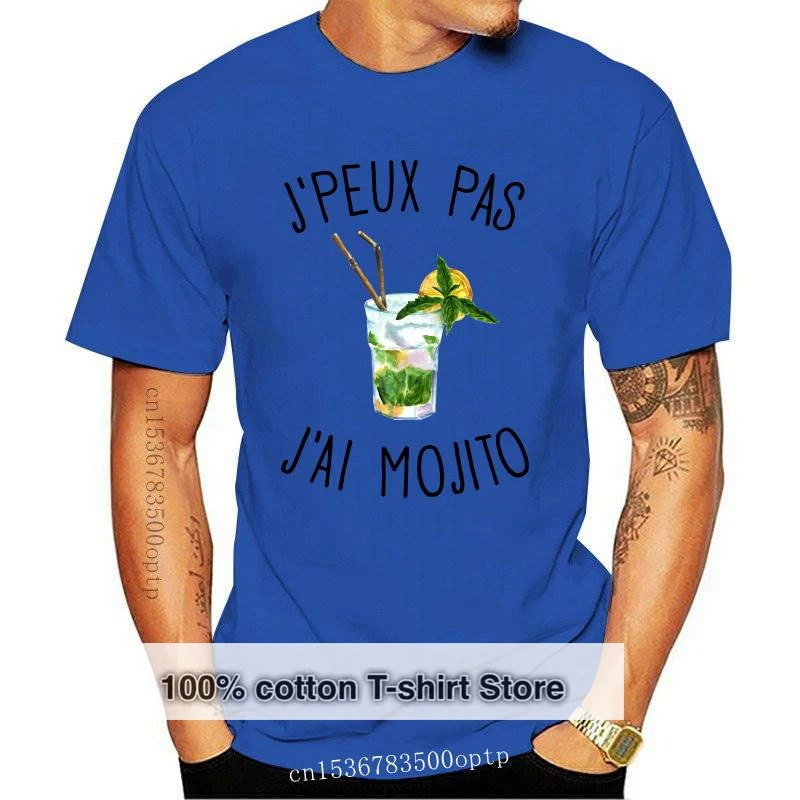 

New T-shirt Homme Blanc - Je peux pas j'ai mojito - phrase amusante cocktail drink Summer Short Sleeves nigikala t Shirt