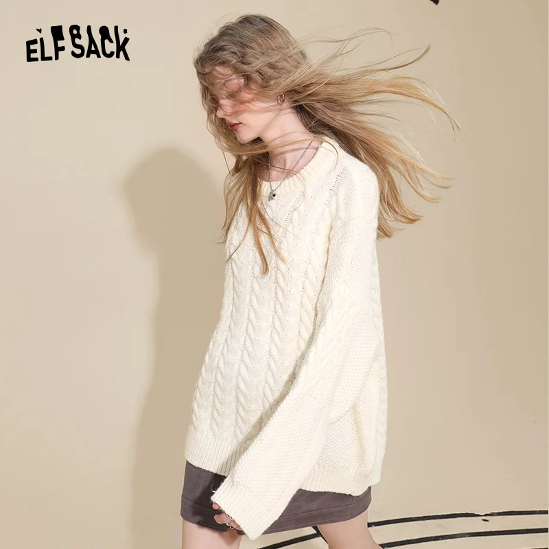 ELFSACK Pullover Sweaters Women 2022 Autumn/Winter Loose Basic Daily Tops