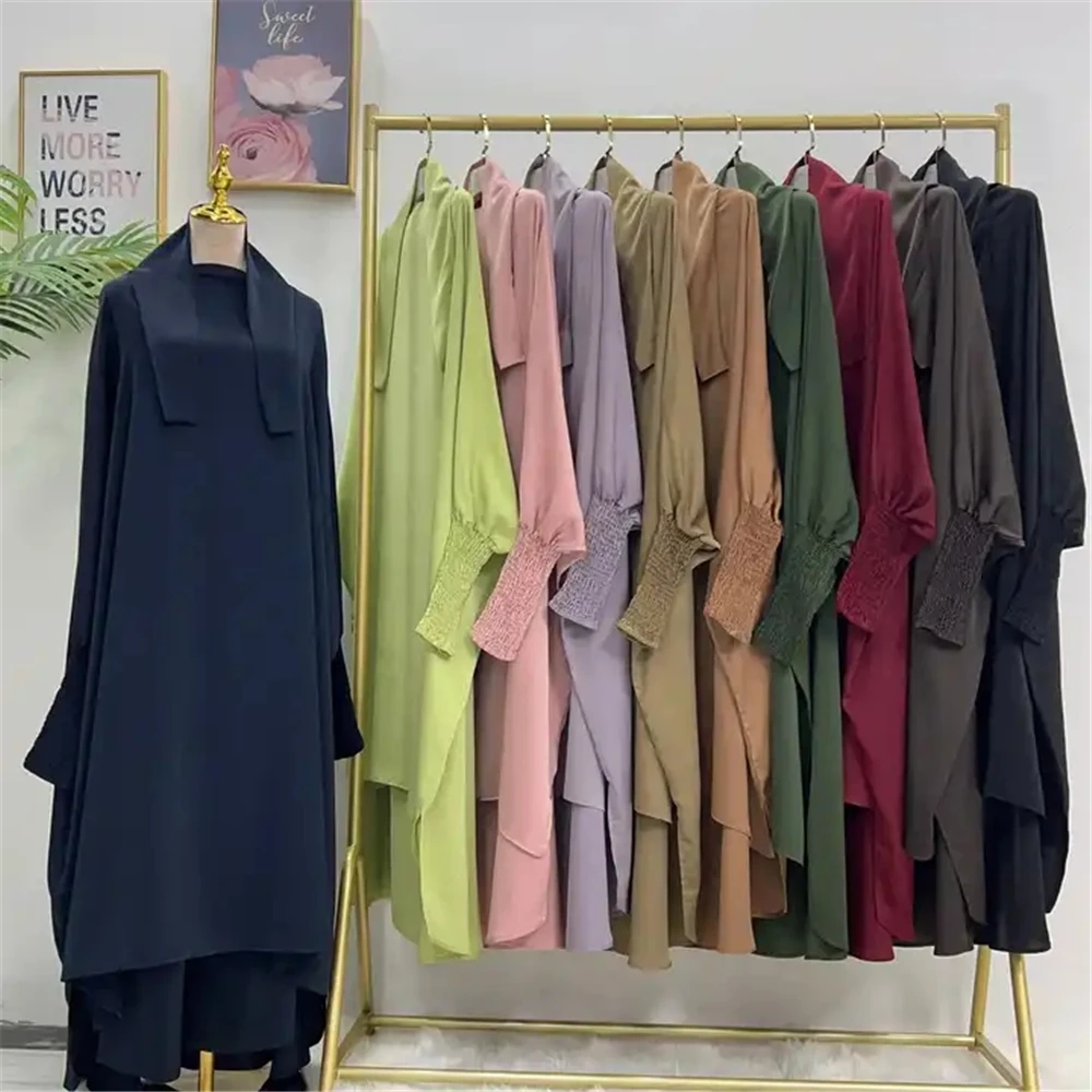 Платья комплект из 2 предметов атласная юбка для Рамадана мусульманская женская