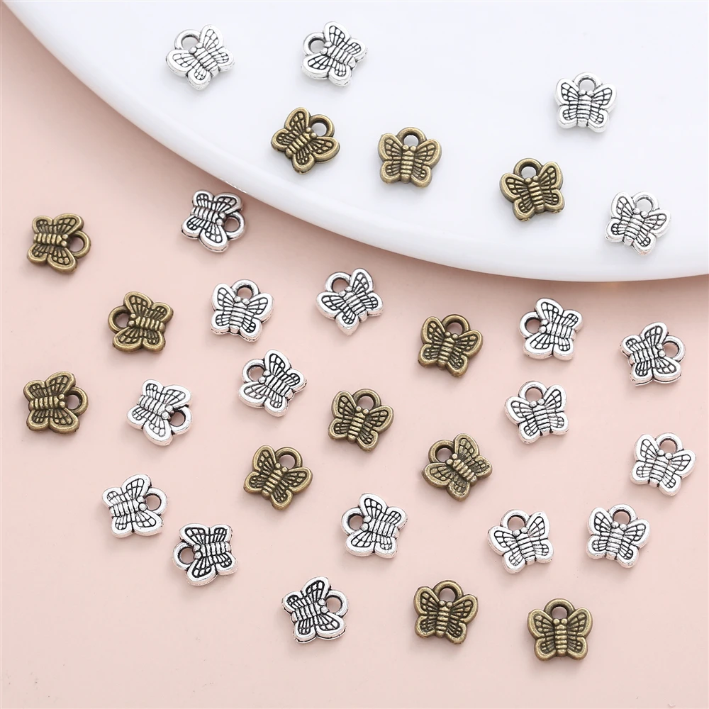 

50PCS Delicate Lovly Little Butterfly Vintage Charm Accessories for Girly Personalized Jewelry Making DIY Pendant Necklace