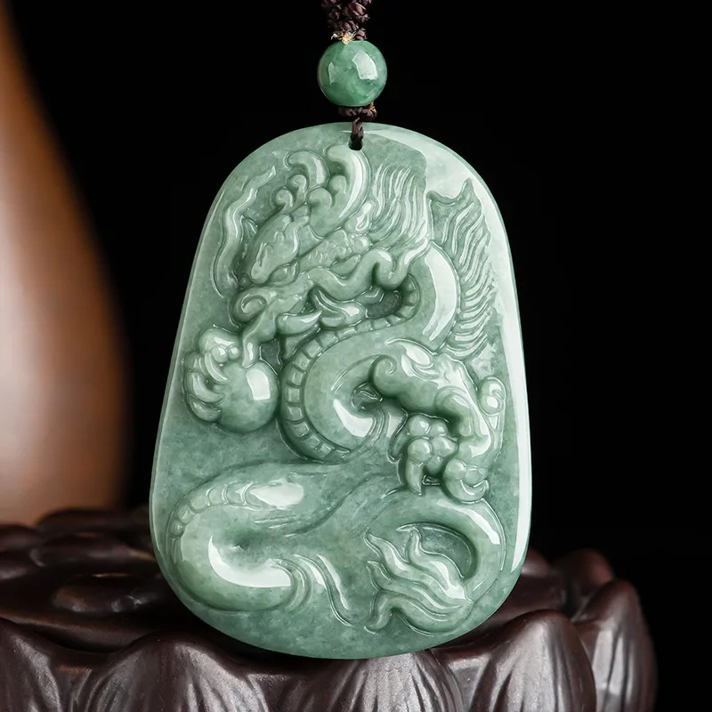 

Mai Chuang/Hand Carved/Jade Domineering Dragon Brand Emerald Necklace Pendant Fashion Elegant Jewelry Men and Women Couple Gift