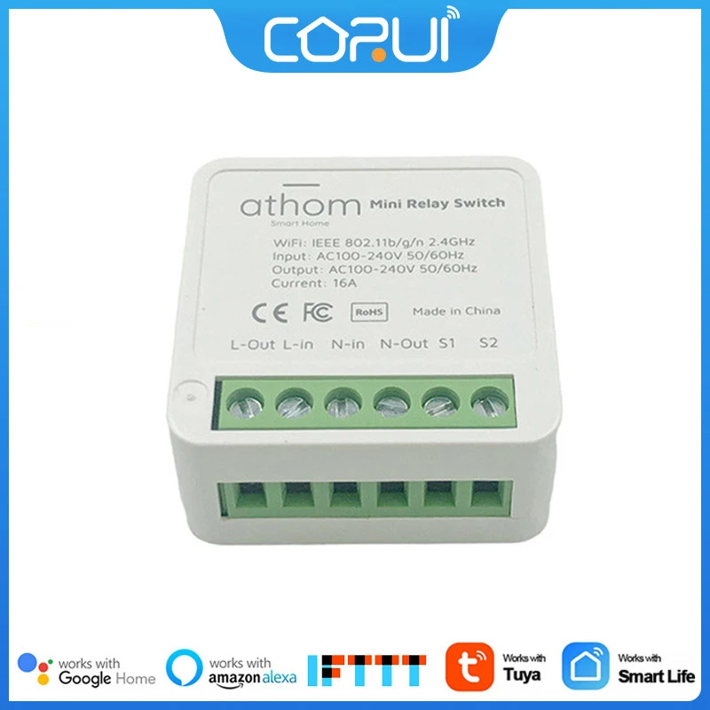 

Умный бытовой мини-релейный модуль CoRui DIY с Wi-Fi, 3-полосный 16 А, умный переключатель, домашнее автоматическое электрическое оборудование