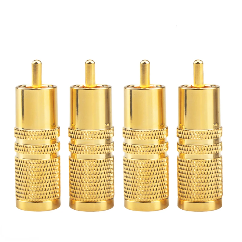 

4Pcs Gold Plated Copper RCA Plug HiFi Audio Signal Cable Connector 10mm