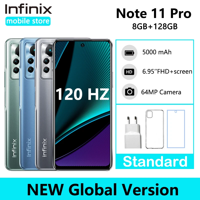 Infinix Note 11 Pro 8GB 128GB 6.95'' Display Smartphone Helio G96 120Hz Refresh Rate 64MP Camera 33W Super Charge 5000 Battery