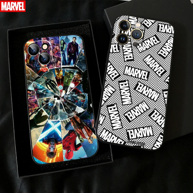 

Marvel Avengers Logo For Apple iPhone 11 12 13 Pro Max 12 13 Mini X XR XS Max SE 6 6S 7 8 Plus Phone Case Funda Black