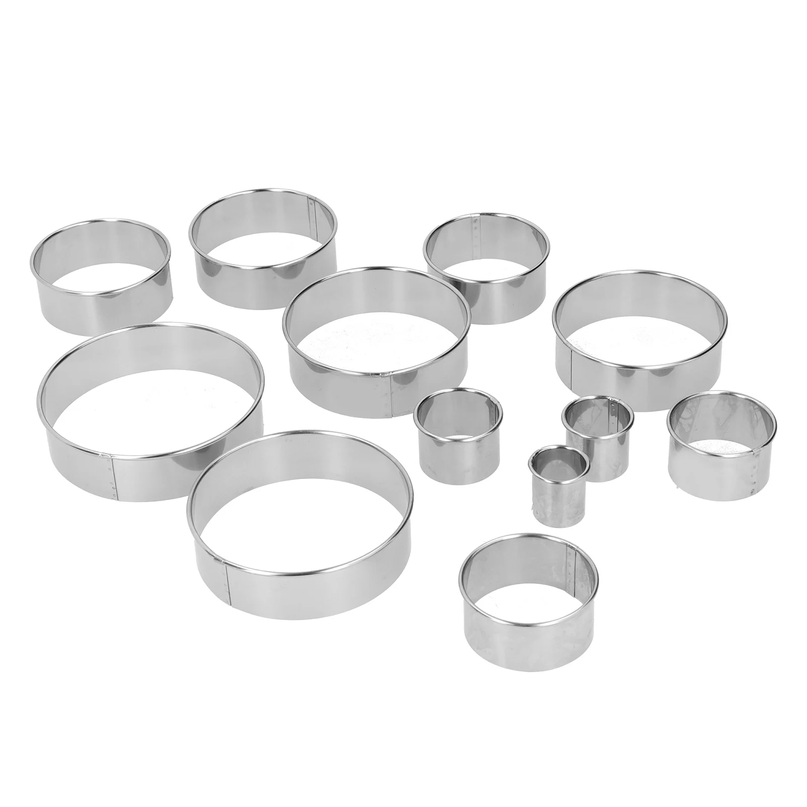 

12PCS/Set Stainless Steel Mousse Ring Round Cake Mold Fondant Cookies Cutting Mold Baking Tool