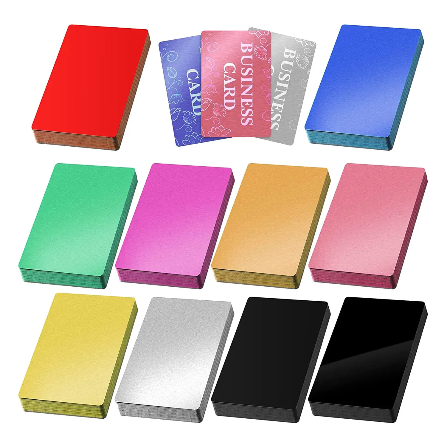 

300 Pcs Metal Engraving Blanks 10 Colors Aluminum Sheet Business Card Blanks for CNC Engraver DIY Cards