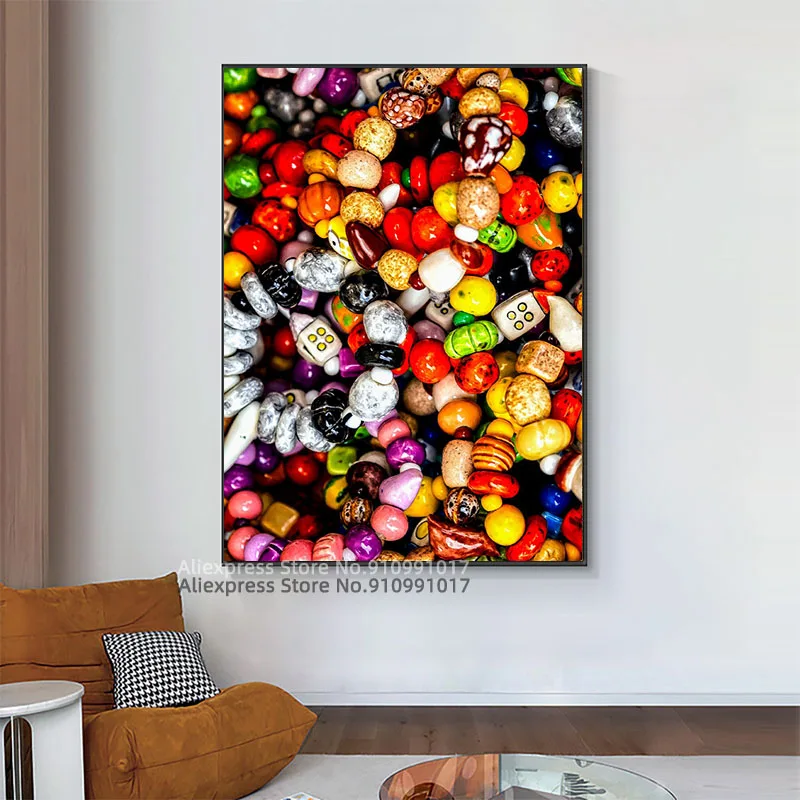Ворс красочных бусин холст картина стены фотография HD печать Декор |