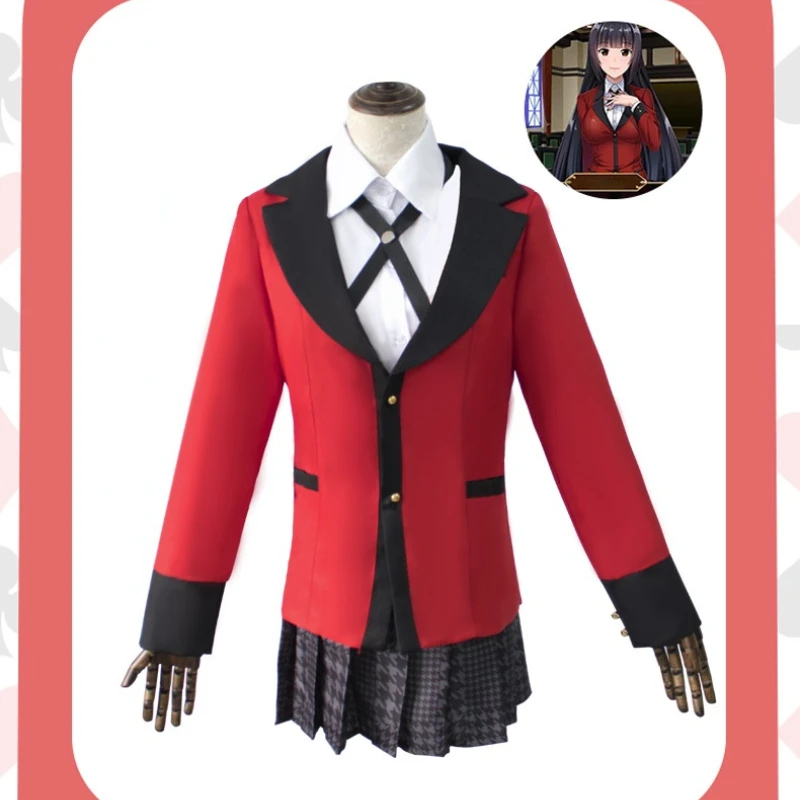 

2022 KAKEGURUI Costume Japanese Anime Figue Jabami Yumeko Jacket Shirt Skirt Tie Socks Uniform Suit for Women Cosplay Costumes