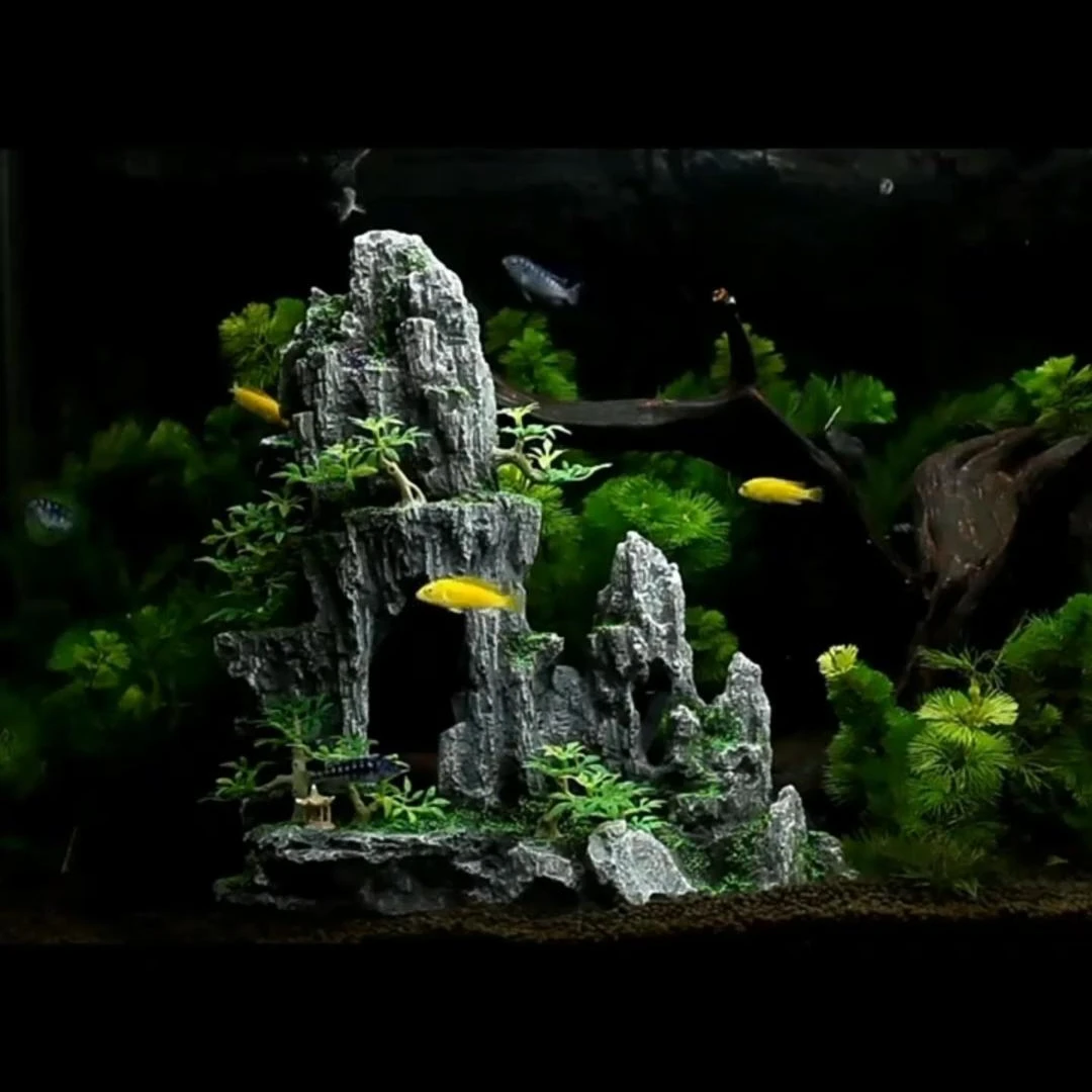 

Large Decoration Cave Oranment Fish Aquarium Landscape Rock Tree Rockery View Hiding Decor Resin Tank Mountain