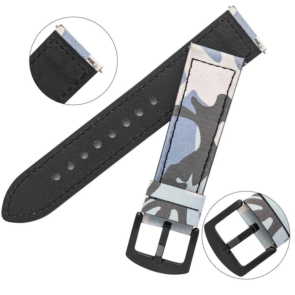 AlPesCow Camouflage Watch Leather Straps 20mm 22mm Leather Watchband 6 Color Wristband For Huawei watch 2 Pro/watch gt2
