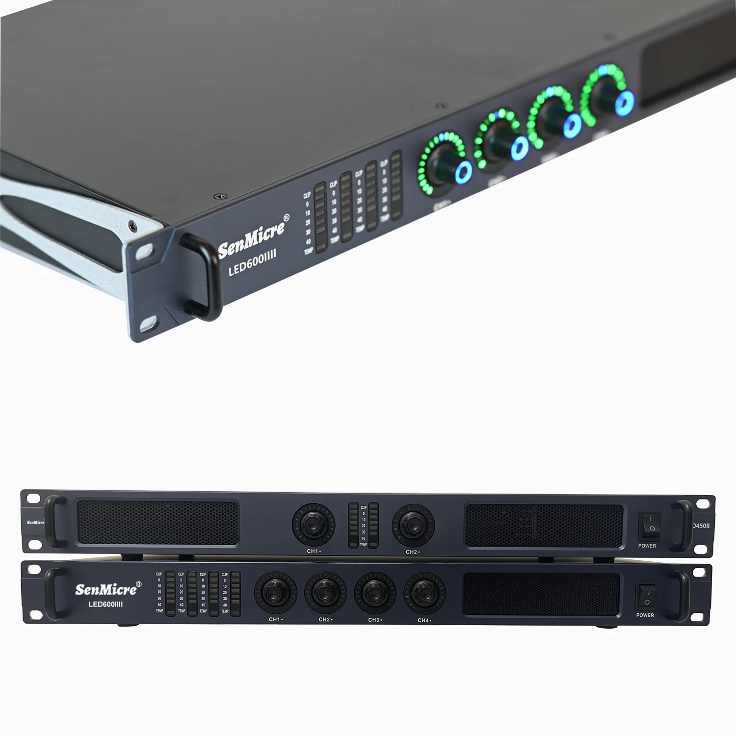 Фото SenMicre LED600 4X600 Вт, 8 Ом, цифровой усилитель мощности, 4-канальный профессиональный усилитель звука, DJ-сабвуфер, AMP 4X1200 Вт, 4 Ом, линейный массив, предусилитель, караоке, сценическое аудиосистема №5