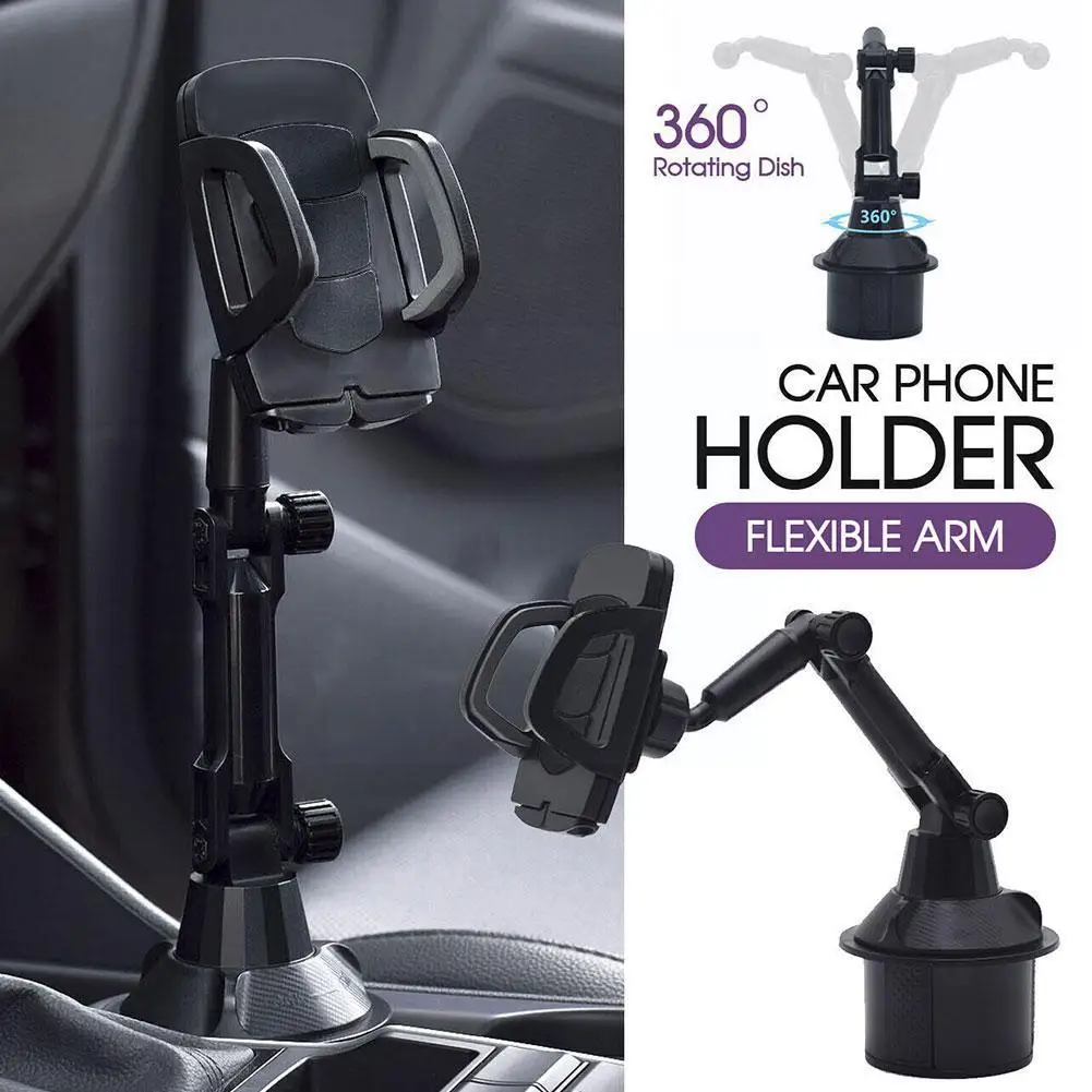 

Adjustable Angle Car Cup Holder Cellphone Mount Stand Cradle for Mobile Phones Car Cup Dual Phone and Pad Holder A3N9