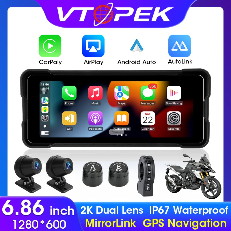 Vtopek 6 86 'ɲK портативный мотоциклетный GPS-навигаторный монитор беспроводной