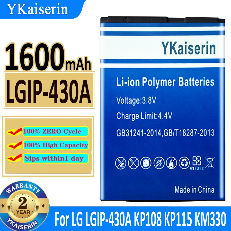 

YKaiserin LGIP-430A Battery For LG KP108 KP115 KM330 KD876 Phone Batteries + Track NO