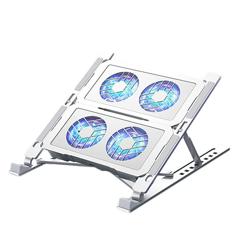 

Laptop Cooling Fan Stand Portable Aluminum Alloy Adjustable Folding Dual Cooling Stand 6000 RPM For 10-17.3 Inch Laptops