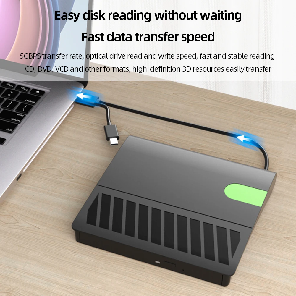 

External CD/DVD Drive USB3.0 Type-C CD Reader Rewriter Compatible with Win Mac OS CD Burner Writer Micro SD for MacBook Laptop