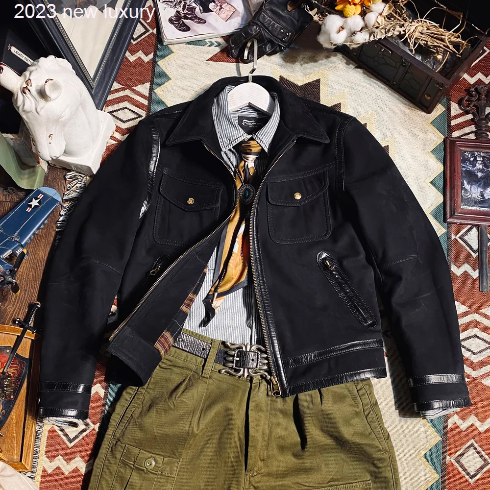 

Приталенная стильная байкерская куртка из натуральной замши и коровьей кожи, размер соответствует азиатскому описанию