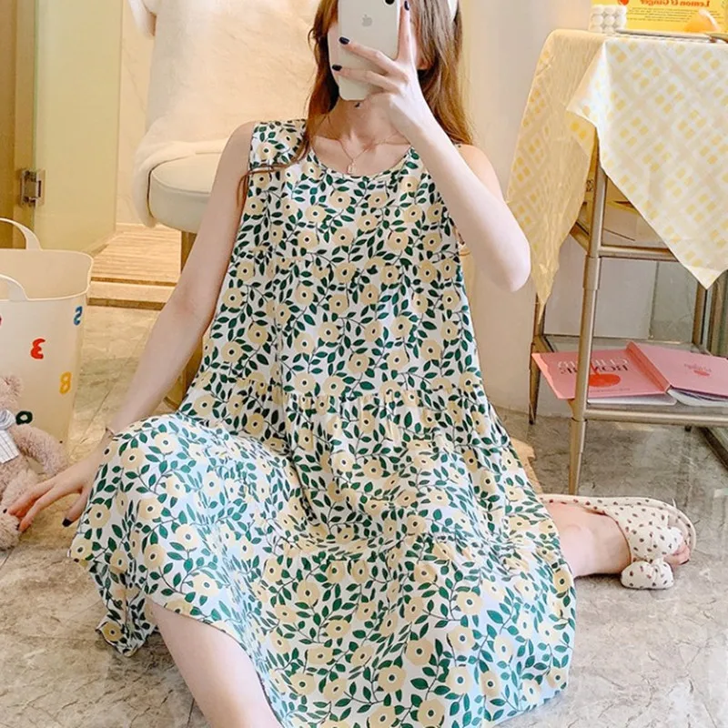 Ladies' Nightdresses Summer Style Sling Cotton Silk Sexy Sleepwear Female