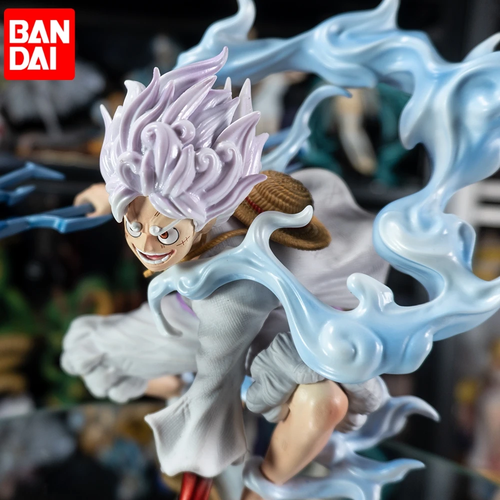 

New One Piece Anime Lightning Luffy Gear 5 Figurine Sun God Nikka Squatting Scene 19cm Pvc Action Figures Adult Model models