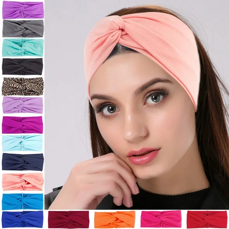 Headbands For Women Hair Band Twist Leopard Hairbands Elastic Turban Headwrap Makeup Sport Yoga Head band Girls Hair Accessories