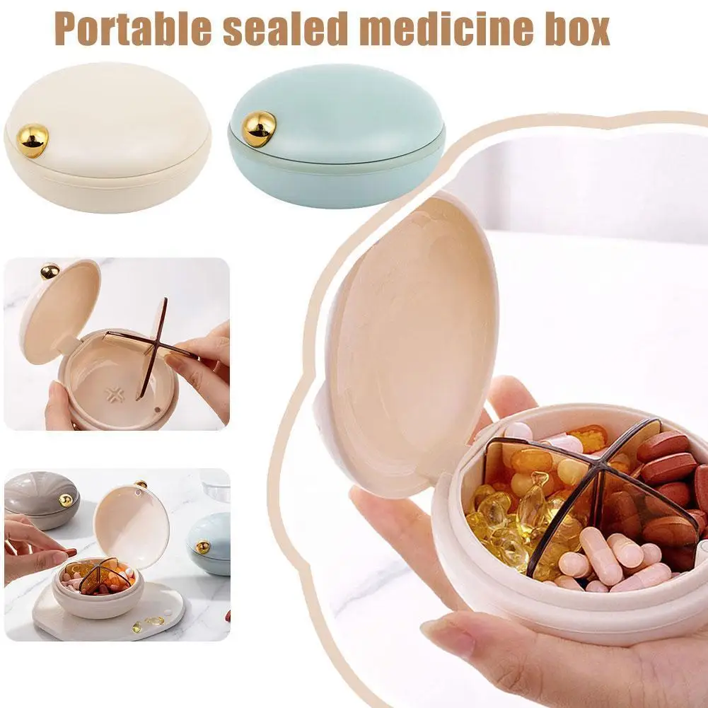 

Portable Sealed Medicine Box Travel Pill Box With Sealed Ring Tablets Wheat Straw Container For Medicines Moisture-proof N5F5