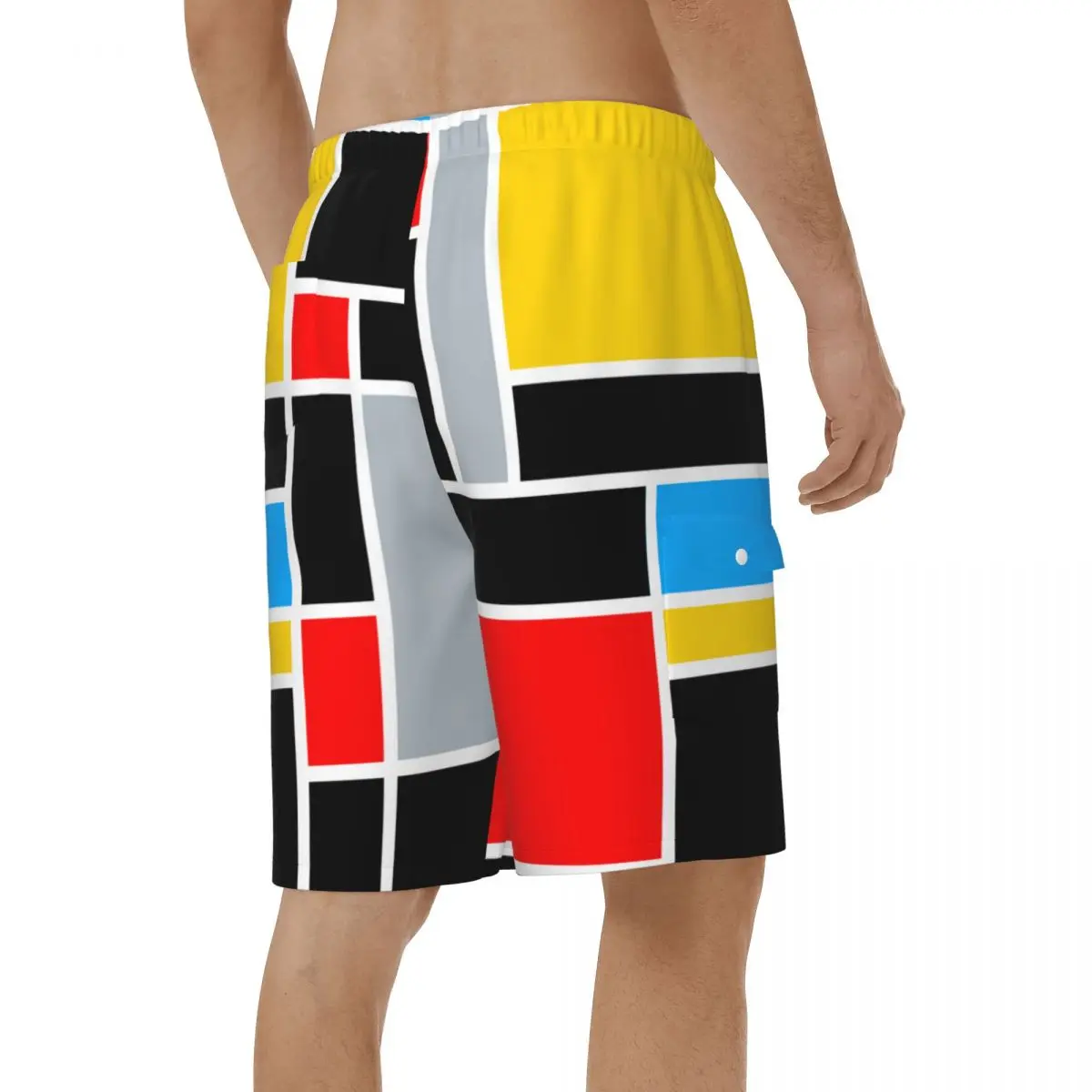 Пляжные шорты Mondrian мужские летние модные желтые синие квадраты купальники для