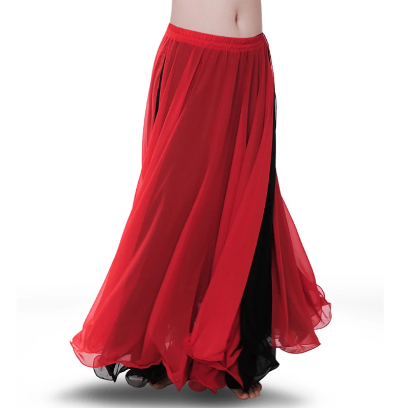 

New Trending Belly Dance Costume Woman Colorful High Silk Skirt TV Show Dance Dress For Stage Girl Performance Dancing Skirts