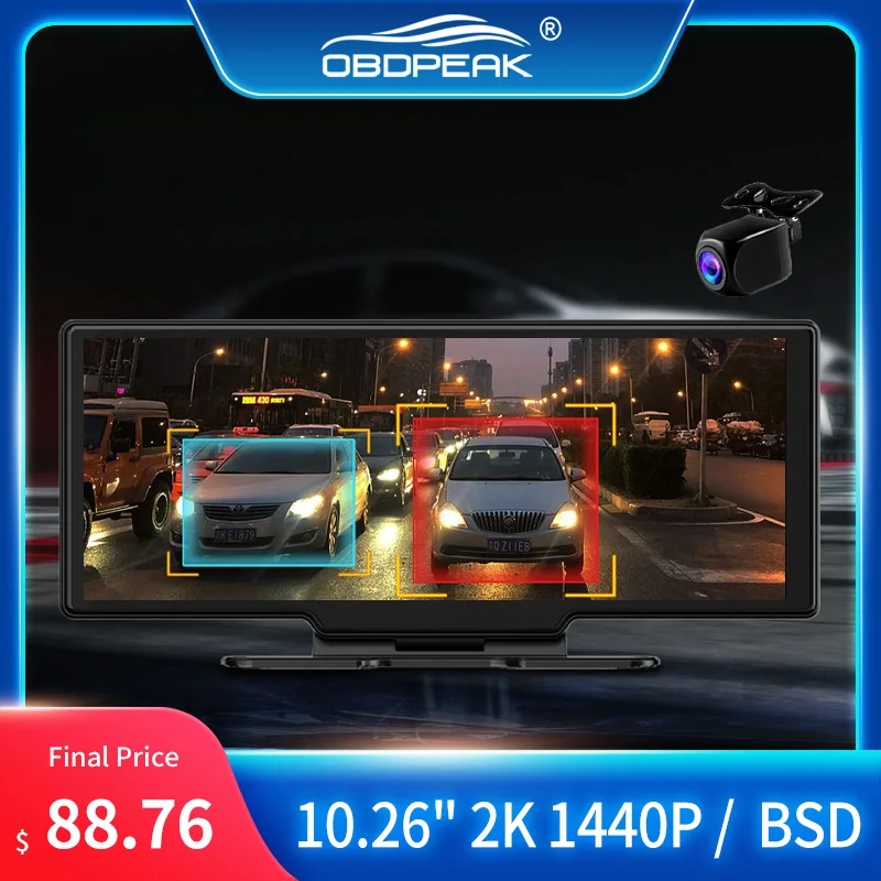 

Видеорегистратор Q92, ADAS, BSD, 10,26 дюйма, 1440P, 2K, GPS