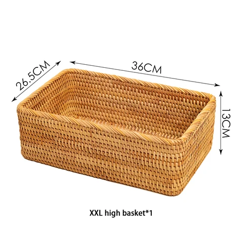 Плетеный ротанговый ящик для хранения, прямоугольный Плетеный контейнер, корзина для хлеба, фруктов, еды, органайзер для кухни, косметики, одежды, настольные Органайзеры