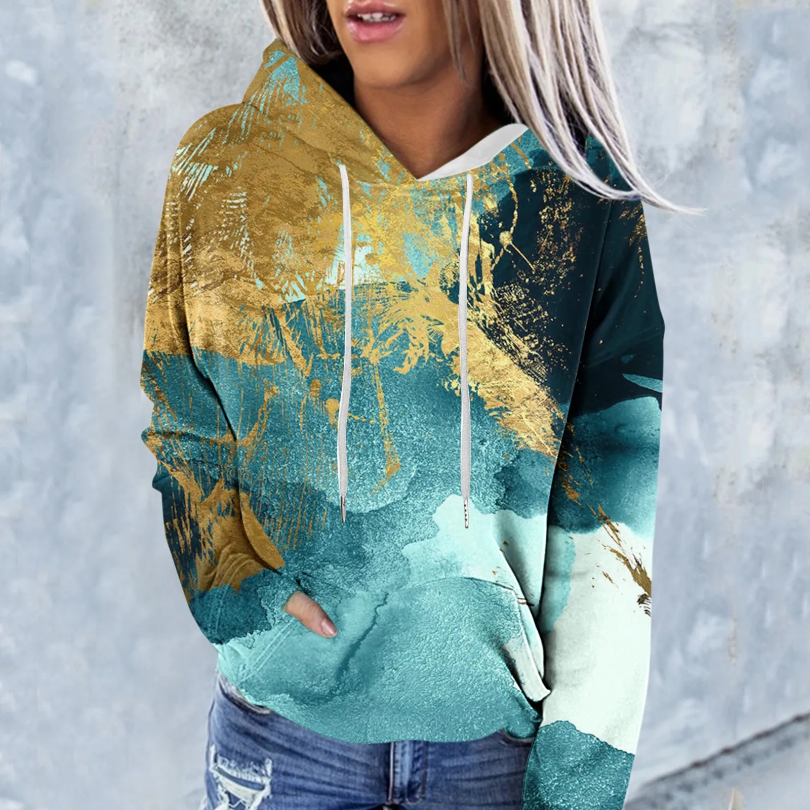 

Женская толстовка в Западном ацтекском стиле с геометрическим рисунком, этнический графический пуловер, свитер с длинным рукавом, Повседне...